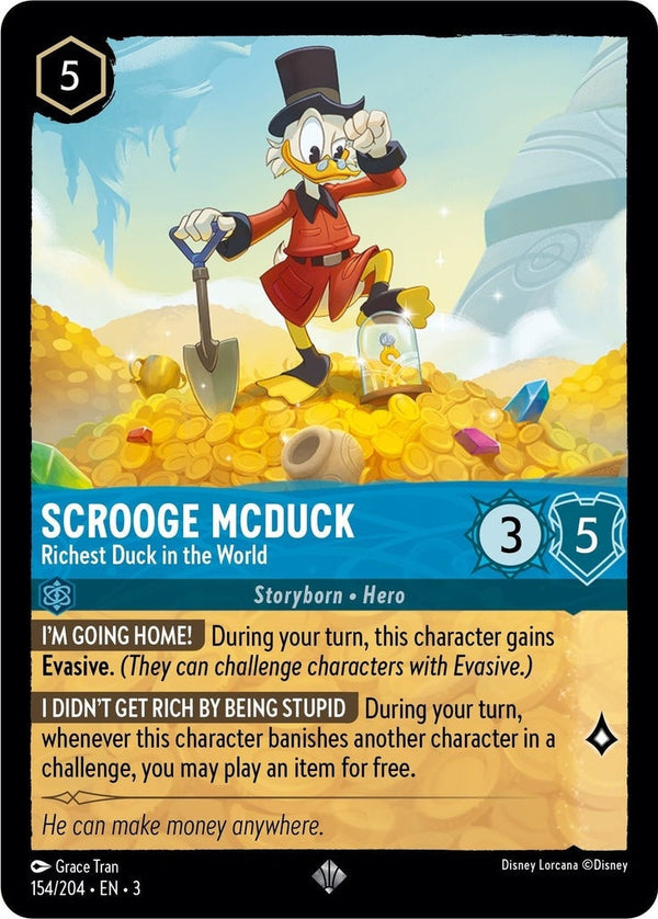 Scrooge McDuck - Richest Duck in the World - 154/204 Super Rare Disney Lorcana card from Into the Inklands, Near Mint Cold Foil