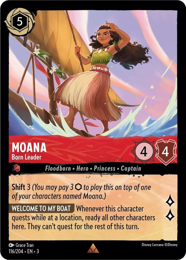 Moana - Born Leader - 116/204 Rare Disney Lorcana card from Into the Inklands, Near Mint Cold Foil