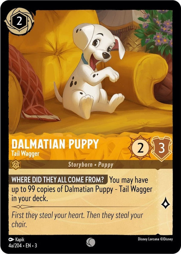 Dalmatian Puppy - Tail Wagger (4a/204) - 4a/204 Common Disney Lorcana card from Into the Inklands, Near Mint Normal