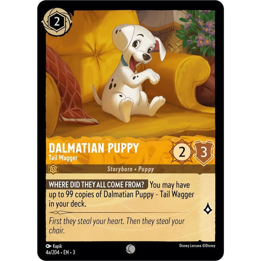Dalmatian Puppy - Tail Wagger (4a/204) - 4a/204 Common Disney Lorcana card from Into the Inklands, Near Mint Normal