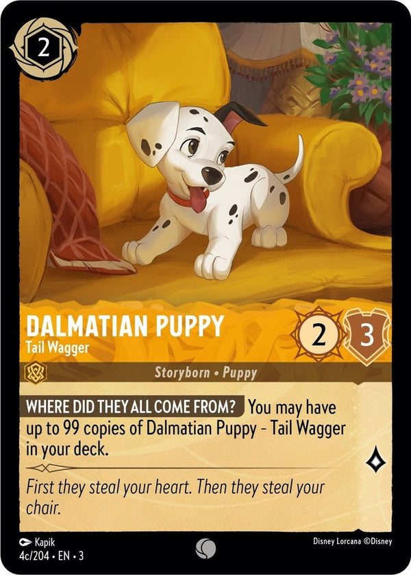 Dalmatian Puppy - Tail Wagger (4c/204) - 4c/204 Common Disney Lorcana card from Into the Inklands, Near Mint Normal