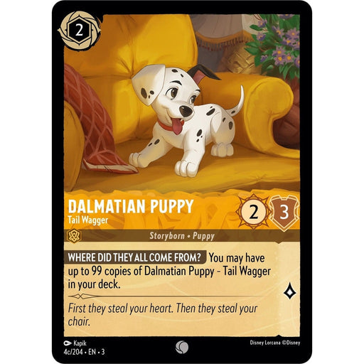 Dalmatian Puppy - Tail Wagger (4c/204) - 4c/204 Common Disney Lorcana card from Into the Inklands, Near Mint Normal