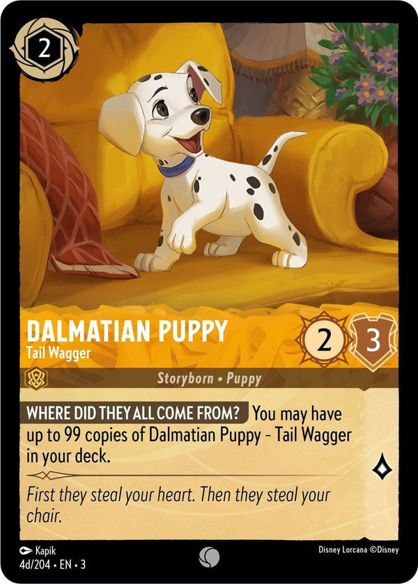 Dalmatian Puppy - Tail Wagger (4d/204) - 4d/204 Common Disney Lorcana card from Into the Inklands, Near Mint Normal