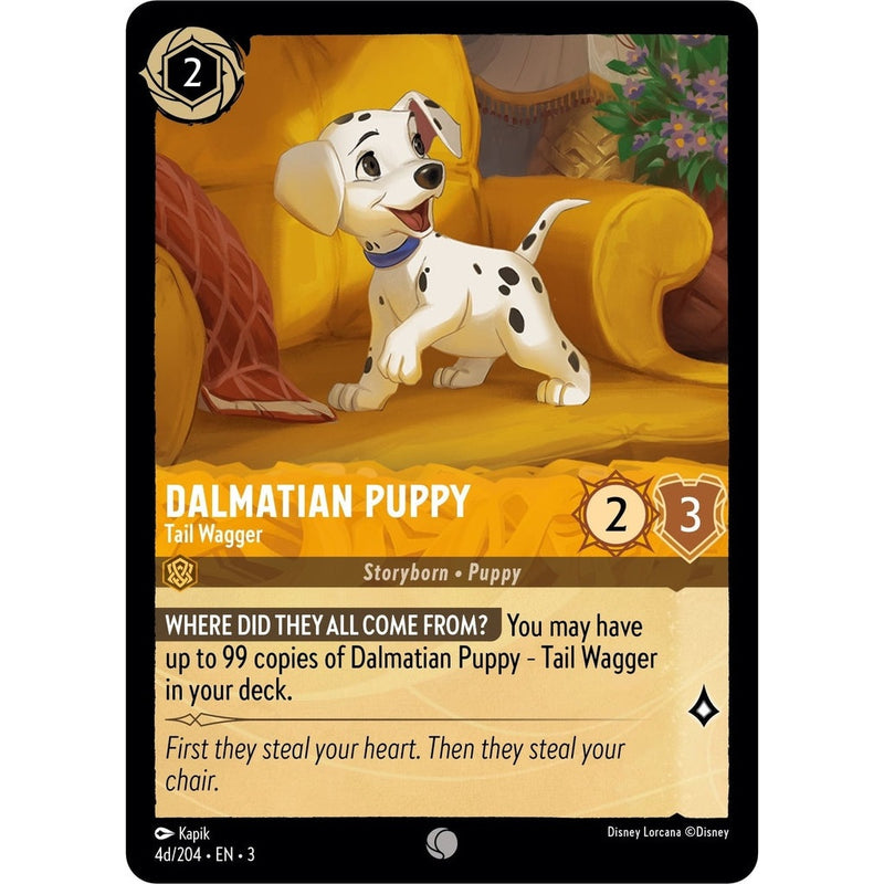 Dalmatian Puppy - Tail Wagger (4d/204) - 4d/204 Common Disney Lorcana card from Into the Inklands, Near Mint Normal
