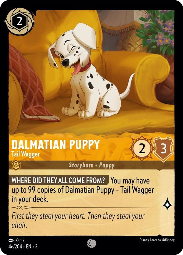 Dalmatian Puppy - Tail Wagger (4e/204) - 4e/204 Common Disney Lorcana card from Into the Inklands, Near Mint Normal