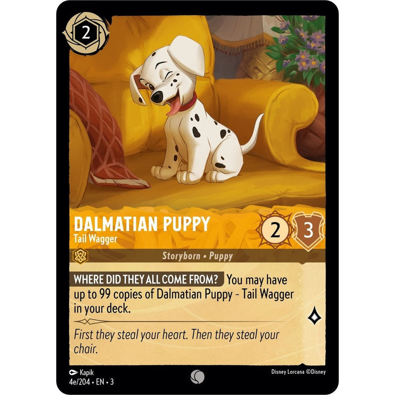 Dalmatian Puppy - Tail Wagger (4e/204) - 4e/204 Common Disney Lorcana card from Into the Inklands, Near Mint Normal