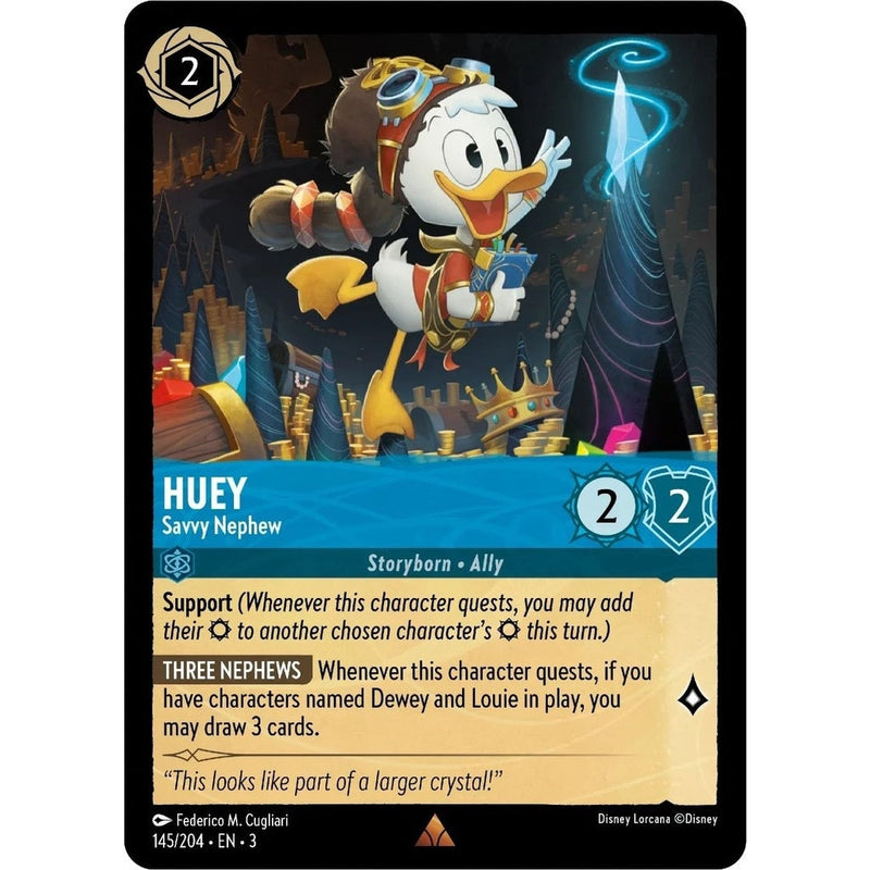 Huey - Savvy Nephew - 145/204 Rare Disney Lorcana card from Into the Inklands, Near Mint Normal