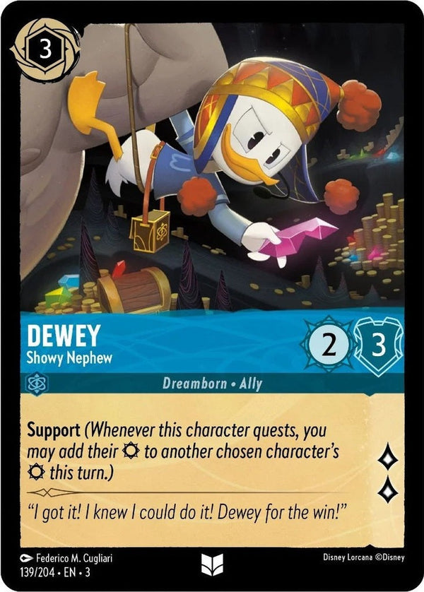 Dewey - Showy Nephew - 139/204 Uncommon Disney Lorcana card from Into the Inklands, Near Mint Normal