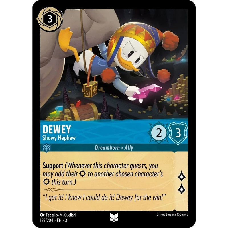 Dewey - Showy Nephew - 139/204 Uncommon Disney Lorcana card from Into the Inklands, Near Mint Normal