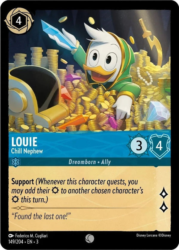 Louie - Chill Nephew - 149/204 Common Disney Lorcana card from Into the Inklands, Near Mint Normal