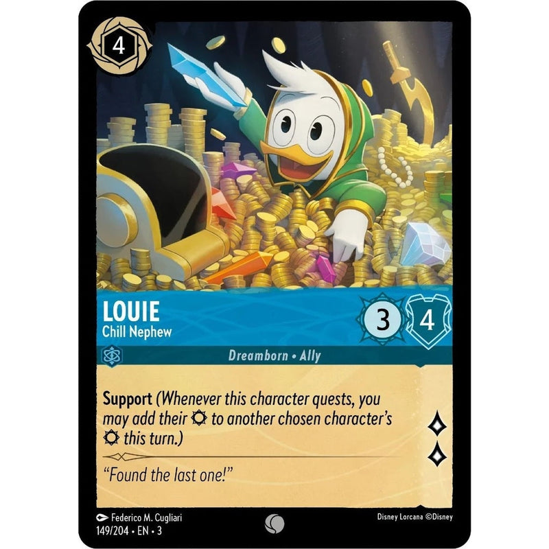 Louie - Chill Nephew - 149/204 Common Disney Lorcana card from Into the Inklands, Near Mint Normal