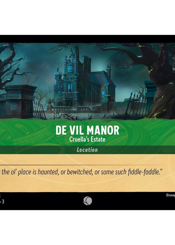 De Vil Manor - Cruella's Estate - 100/204 Common Disney Lorcana card from Into the Inklands, Near Mint Normal
