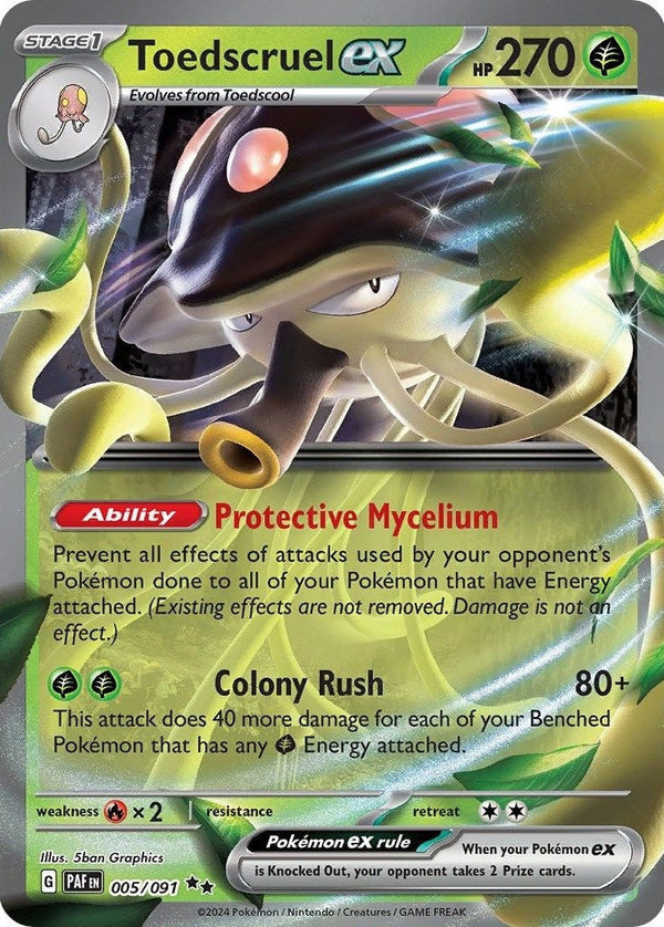 Toedscruel ex - 005/091 Double Rare Pokémon card from Paldean Fates, Near Mint Holofoil