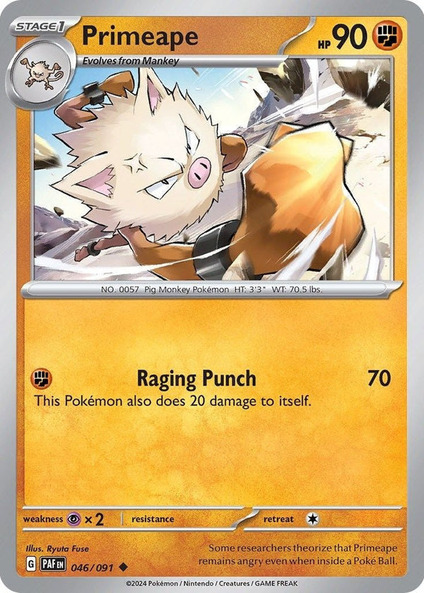 Primeape - 046/091 Uncommon Pokémon card from Paldean Fates, Near Mint Normal