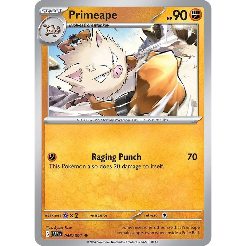 Primeape - 046/091 Uncommon Pokémon card from Paldean Fates, Near Mint Normal