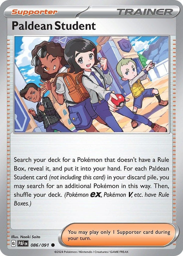 Paldean Student - 086/091 Common Pokémon card from Paldean Fates, Near Mint Normal