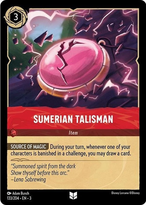 Sumerian Talisman - 133/204 Uncommon Disney Lorcana card from Into the Inklands, Near Mint Normal