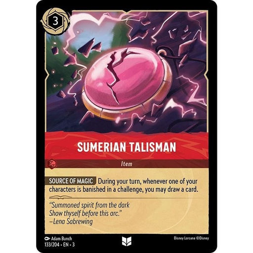 Sumerian Talisman - 133/204 Uncommon Disney Lorcana card from Into the Inklands, Near Mint Normal