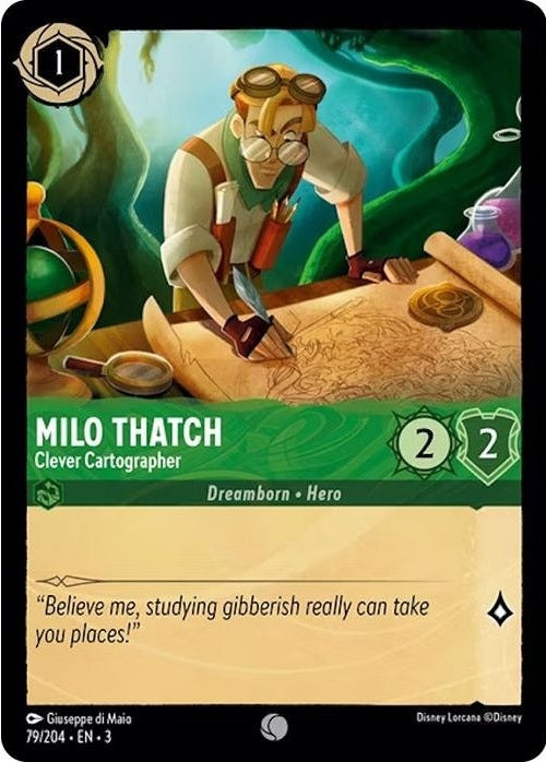 Milo Thatch - Clever Cartographer - 79/204 Common Disney Lorcana card from Into the Inklands, Near Mint Normal