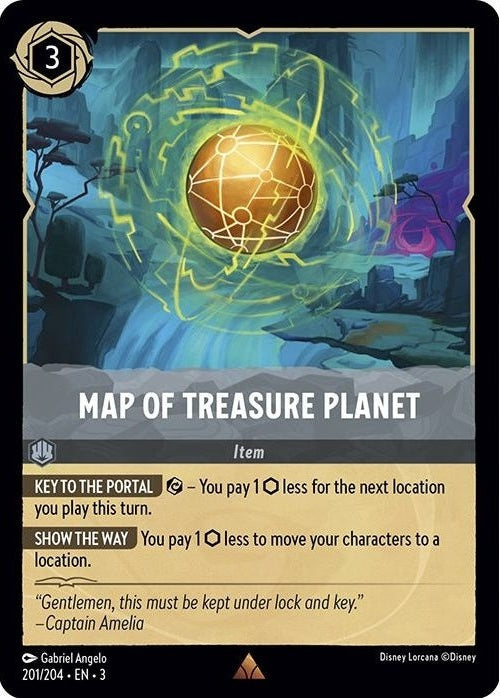 Map of Treasure Planet - 201/204 Rare Disney Lorcana card from Into the Inklands, Near Mint Normal