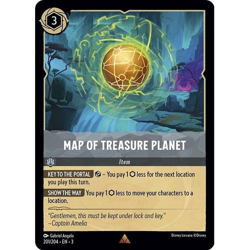 Map of Treasure Planet - 201/204 Rare Disney Lorcana card from Into the Inklands, Near Mint Normal