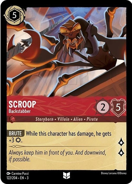 Scroop - Backstabber - 122/204 Uncommon Disney Lorcana card from Into the Inklands, Near Mint Normal
