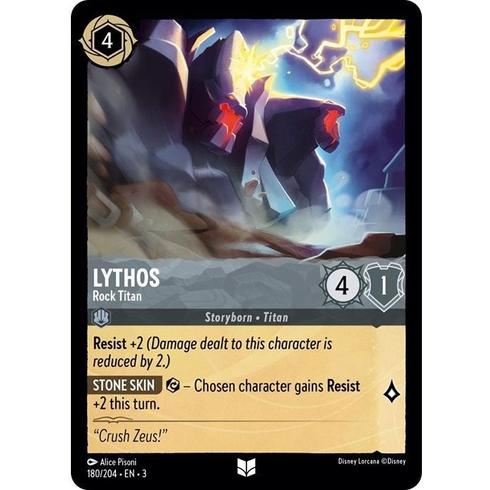 Lythos - Rock Titan - 180/204 Uncommon Disney Lorcana card from Into the Inklands, Near Mint Normal