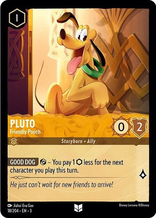 Pluto - Friendly Pooch - 18/204 Uncommon Disney Lorcana card from Into the Inklands, Near Mint Normal
