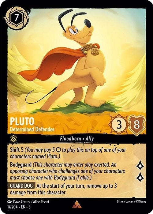 Pluto - Determined Defender - 17/204 Rare Disney Lorcana card from Into the Inklands, Near Mint Normal