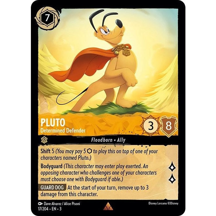Pluto - Determined Defender - 17/204 Rare Disney Lorcana card from Into the Inklands, Near Mint Normal