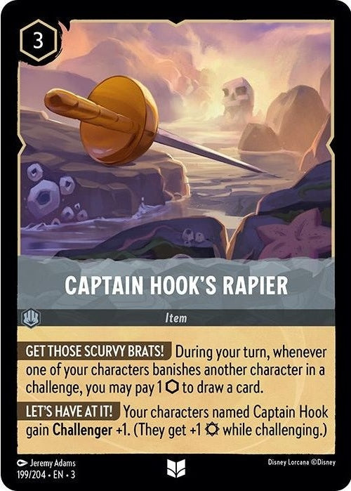 Captain Hook's Rapier - 199/204 Uncommon Disney Lorcana card from Into the Inklands, Near Mint Normal