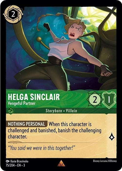 Helga Sinclair - Vengeful Partner - 75/204 Rare Disney Lorcana card from Into the Inklands, Near Mint Normal
