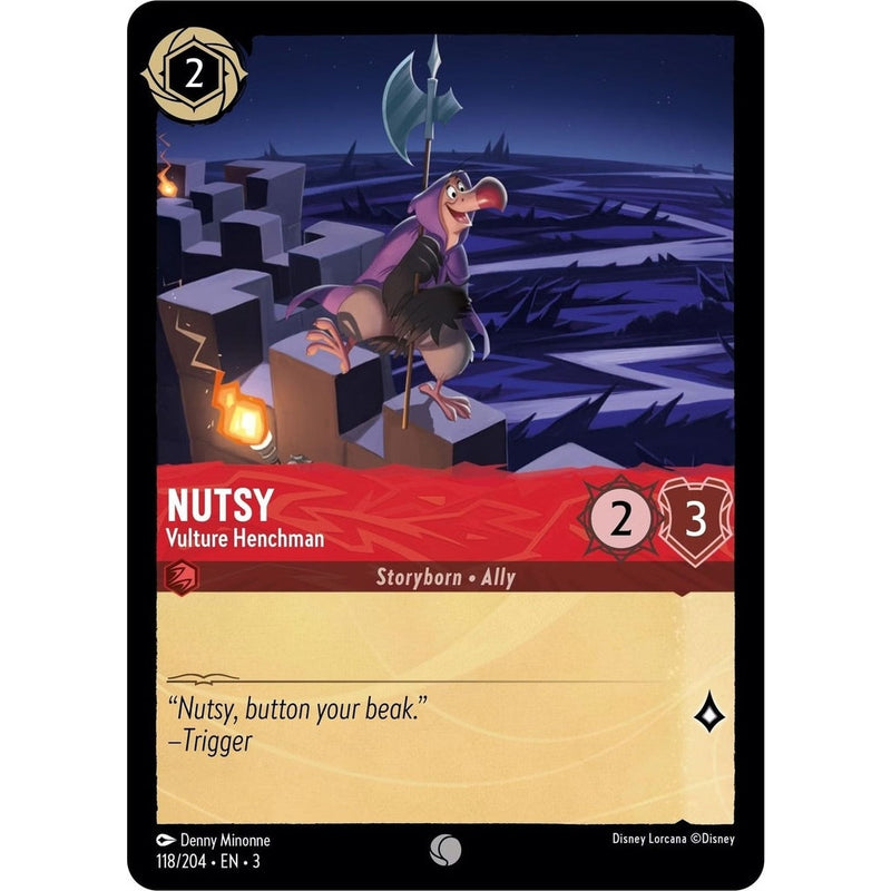 Nutsy - Vulture Henchman - 118/204 Common Disney Lorcana card from Into the Inklands, Near Mint Cold Foil