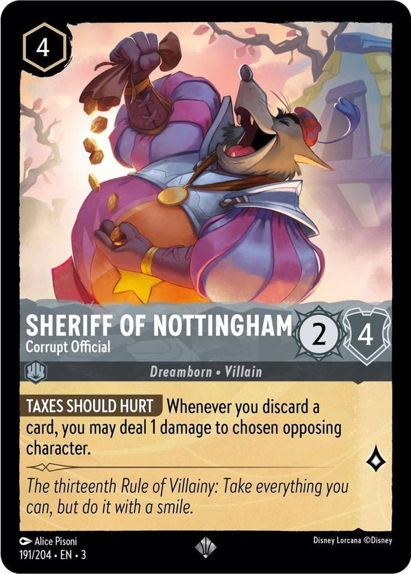 Sheriff of Nottingham - Corrupt Official - 191/204 Super Rare Disney Lorcana card from Into the Inklands, Near Mint Normal