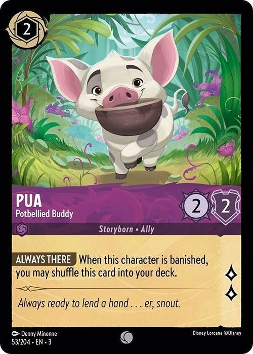 Pua - Potbellied Buddy - 53/204 Common Disney Lorcana card from Into the Inklands, Near Mint Normal