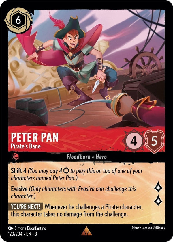 Peter Pan - Pirate's Bane - 120/204 Rare Disney Lorcana card from Into the Inklands, Near Mint Normal