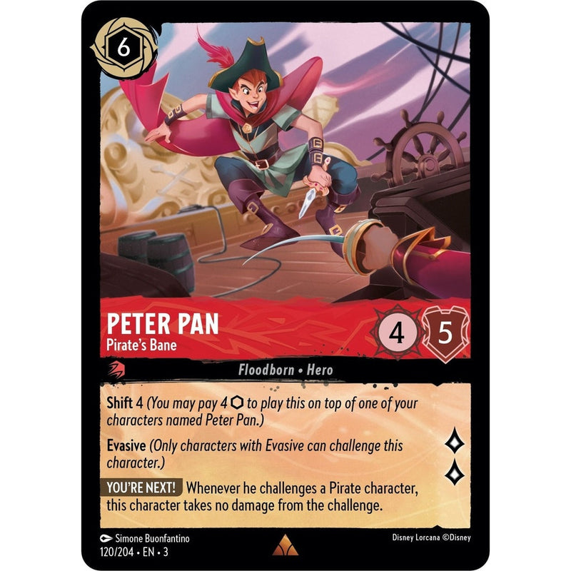 Peter Pan - Pirate's Bane - 120/204 Rare Disney Lorcana card from Into the Inklands, Near Mint Normal