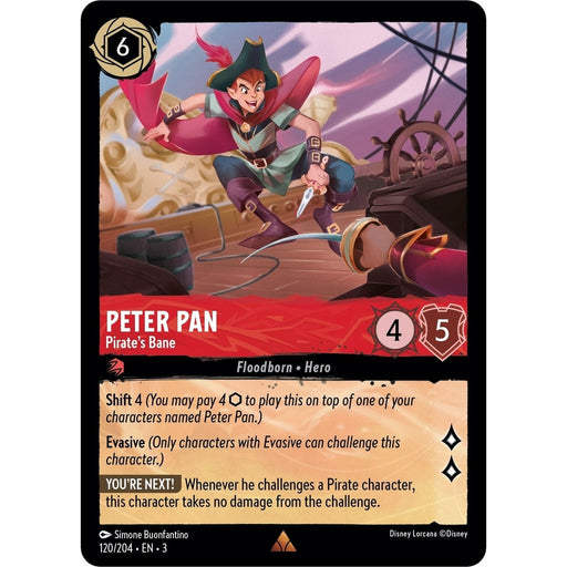 Peter Pan - Pirate's Bane - 120/204 Rare Disney Lorcana card from Into the Inklands, Near Mint Normal