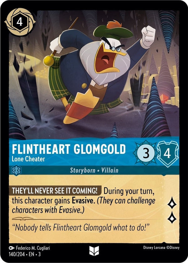 Flintheart Glomgold - Lone Cheater - 140/204 Uncommon Disney Lorcana card from Into the Inklands, Near Mint Normal