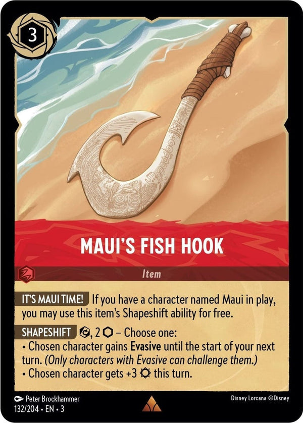 Maui's Fish Hook - 132/204 Rare Disney Lorcana card from Into the Inklands, Near Mint Normal