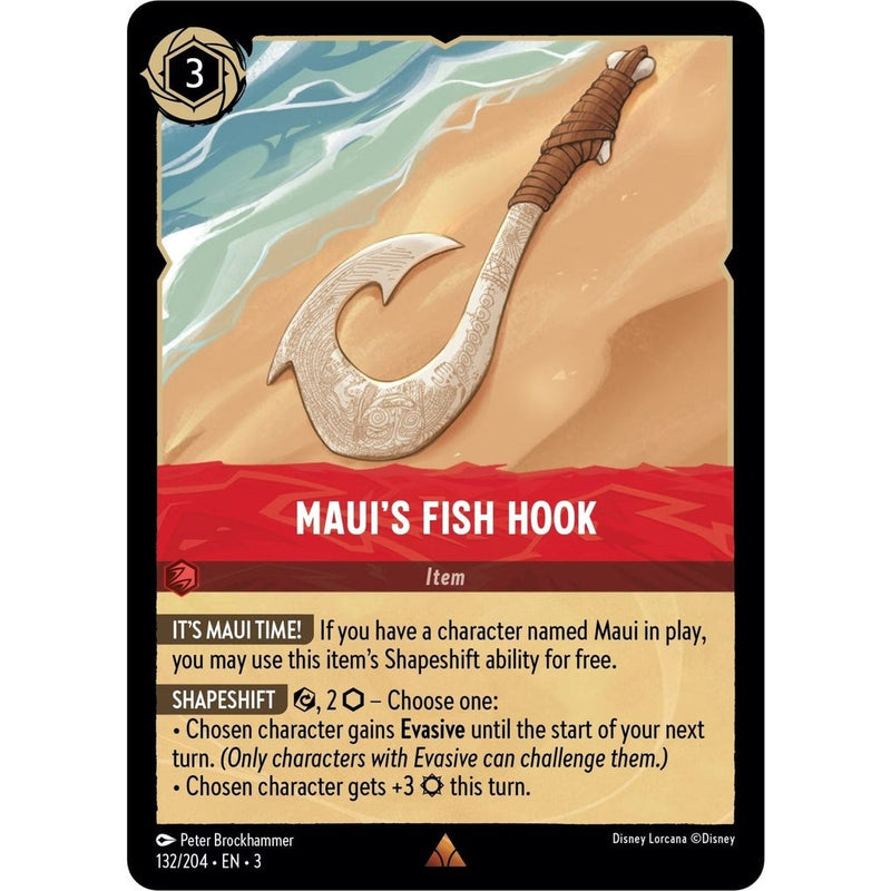 Maui's Fish Hook - 132/204 Rare Disney Lorcana card from Into the Inklands, Near Mint Normal