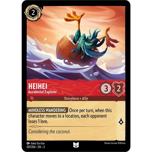 HeiHei - Accidental Explorer - 107/204 Uncommon Disney Lorcana card from Into the Inklands, Near Mint Normal