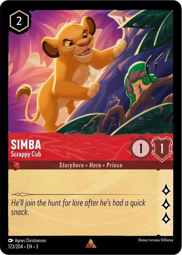 Simba - Scrappy Cub - 123/204 Rare Disney Lorcana card from Into the Inklands, Near Mint Normal