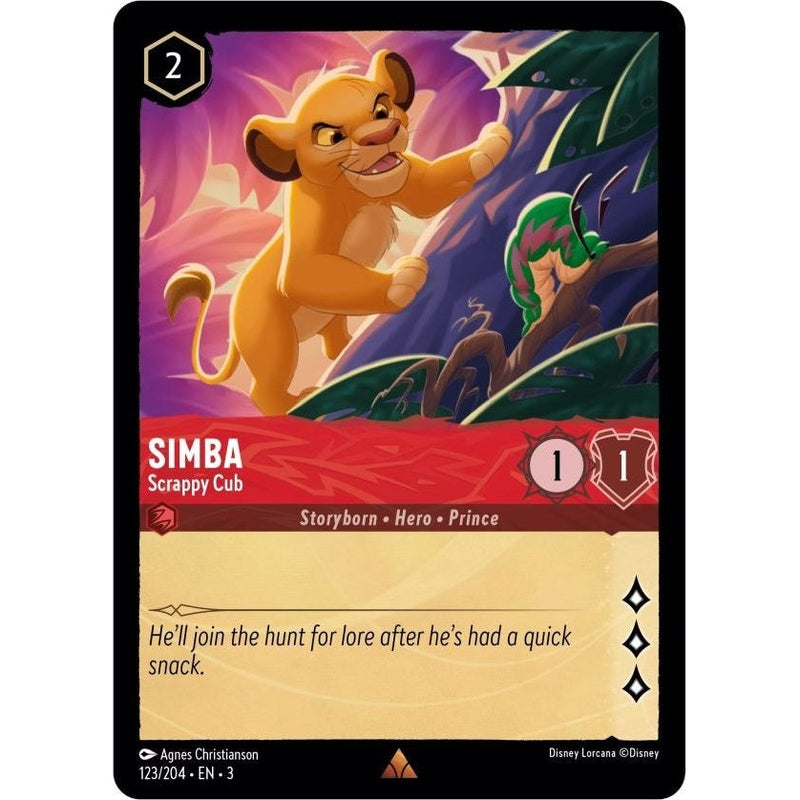 Simba - Scrappy Cub - 123/204 Rare Disney Lorcana card from Into the Inklands, Near Mint Normal