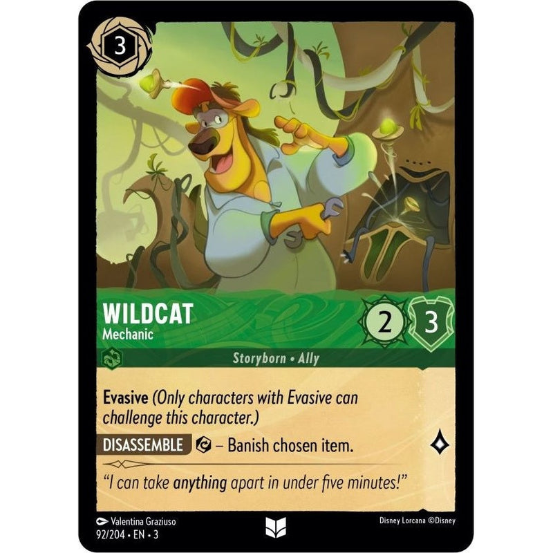 Wildcat - Mechanic - 92/204 Uncommon Disney Lorcana card from Into the Inklands, Near Mint Normal