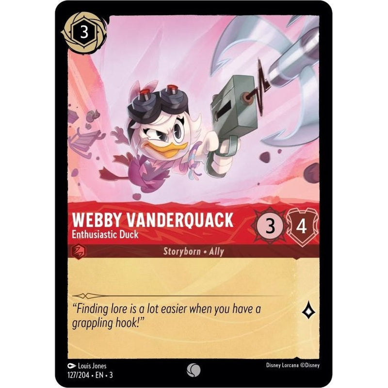 Webby Vanderquack - Enthusiastic Duck - 127/204 Common Disney Lorcana card from Into the Inklands, Near Mint Normal