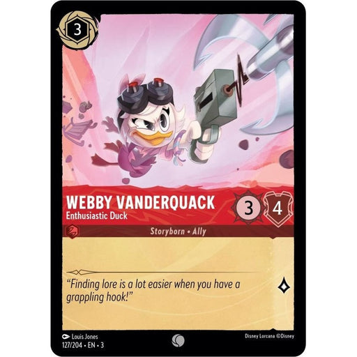 Webby Vanderquack - Enthusiastic Duck - 127/204 Common Disney Lorcana card from Into the Inklands, Near Mint Normal