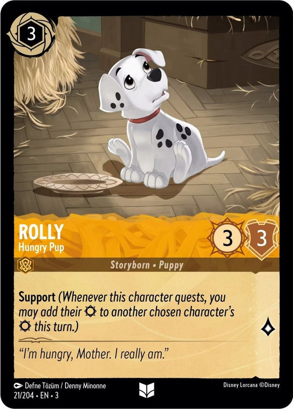 Rolly - Hungry Pup - 21/204 Uncommon Disney Lorcana card from Into the Inklands, Near Mint Normal