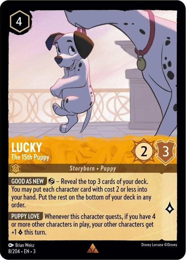 Lucky - The 15th Puppy - 8/204 Rare Disney Lorcana card from Into the Inklands, Near Mint Normal