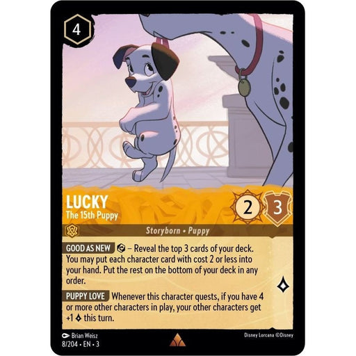 Lucky - The 15th Puppy - 8/204 Rare Disney Lorcana card from Into the Inklands, Near Mint Normal